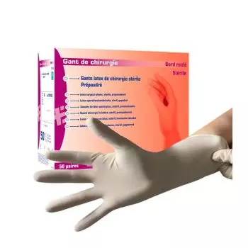 Gants d'examen et de chirurgie latex stériles poudrés (boîte de 100)